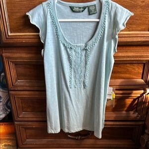 Soft Surroundings Blue Relaxed Cap Sleeve Blouse